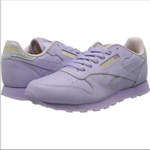Reebok Classic Leather Metallic Sneakers Purple Retro 90’s Y2k Size 6 Street